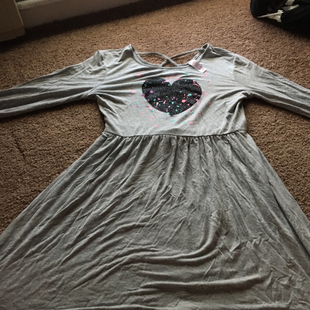 Justice casual dress with hart and criss cross